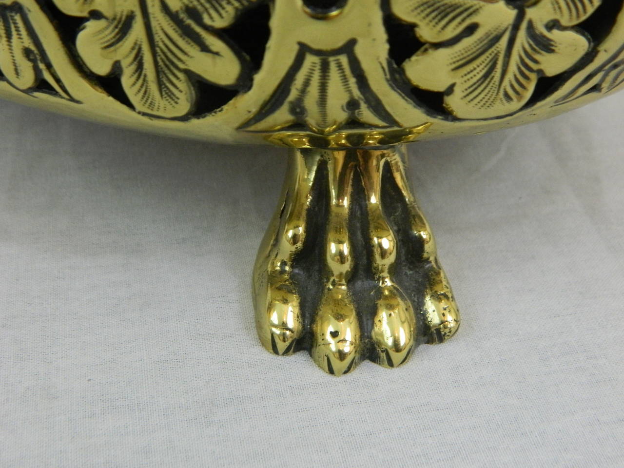 19th Century French Reticulated Jardiniere with Lion Ring Handles In Good Condition In Savannah, GA