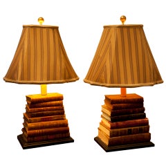 Pair of 18th and 19th Century Antique Books Mounted as Lamps