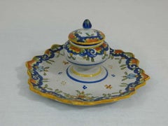 Group of Two French Faience Ink Wells, 19th Century