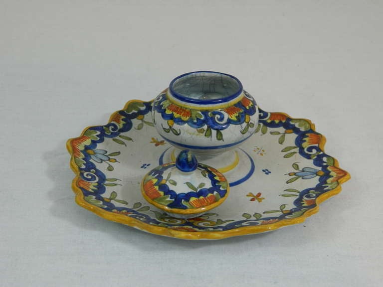 Group of Two French Faience Ink Wells, 19th Century For Sale 1