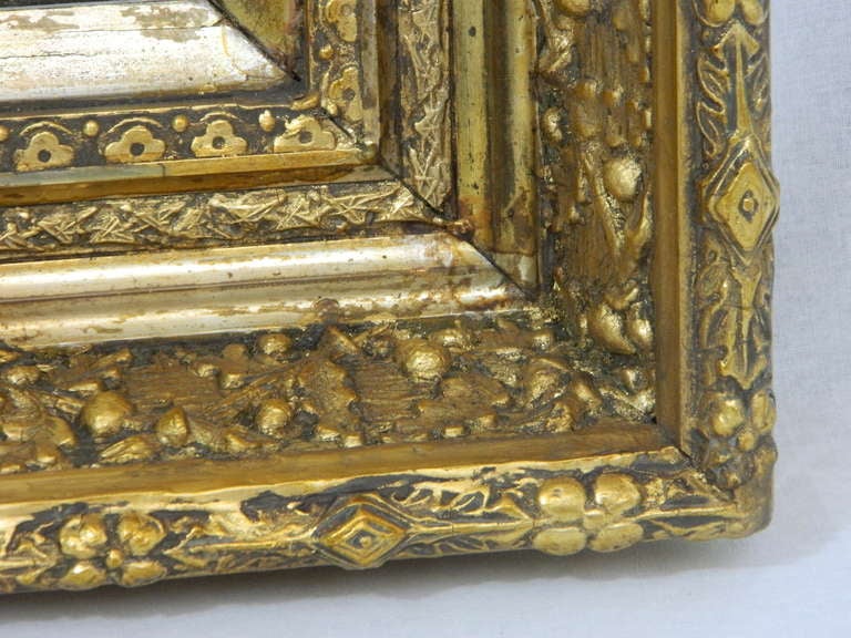19th Century English Gold Leaf and Water Gilding Trim Mirror, circa 1850-1880 For Sale