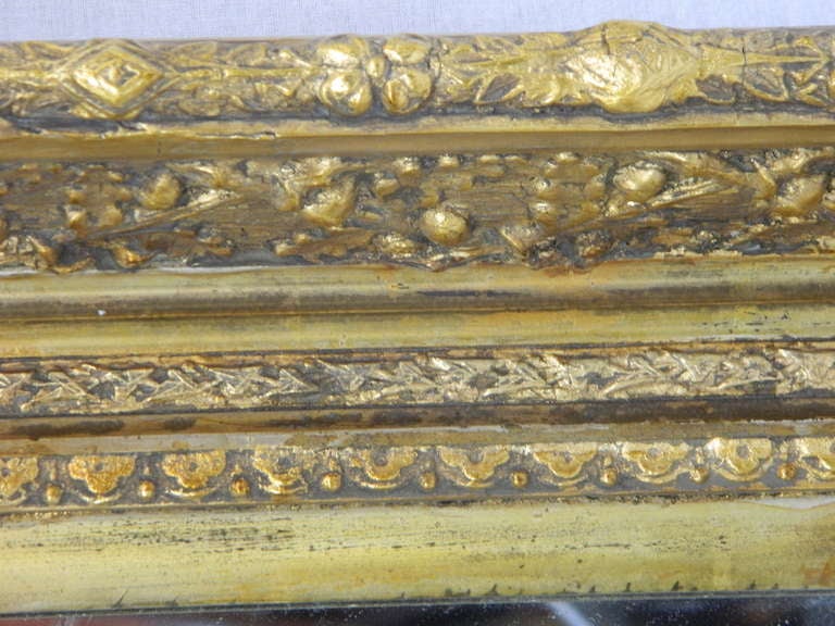 English Gold Leaf and Water Gilding Trim Mirror, circa 1850-1880 For Sale 1