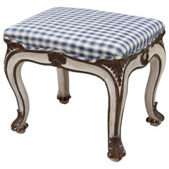 Late 19th Century Louis XV Style Parcel Gilt Painted Bench or Footstool