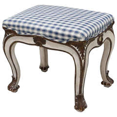 Late 19th Century Louis XV Style Parcel Gilt Painted Bench or Footstool 8