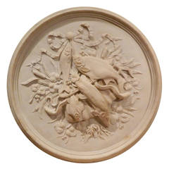Neoclassical Style Relief Wall Plaque Depicting a Trophy with Fish, 20th Century