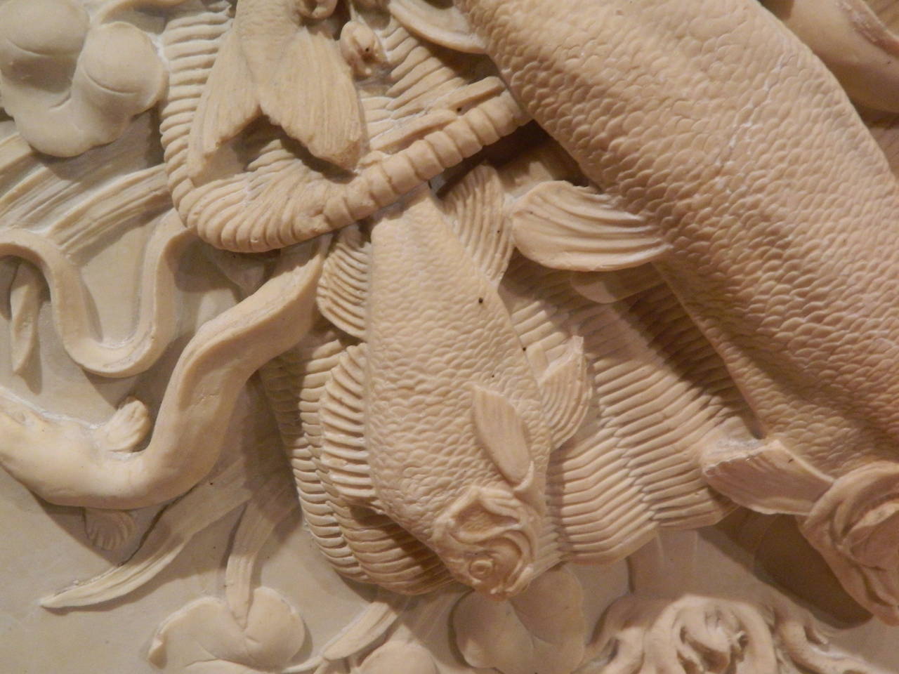 Neoclassical Style Relief Wall Plaque Depicting a Trophy with Fish, 20th Century 3