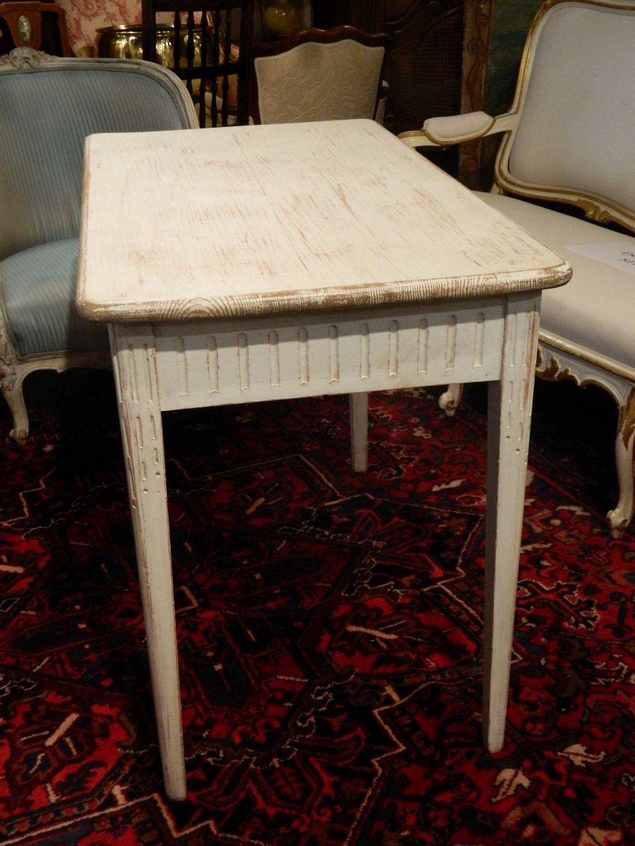 Swedish Painted Table Raised on Square Tapering Legs, 19th Century 4
