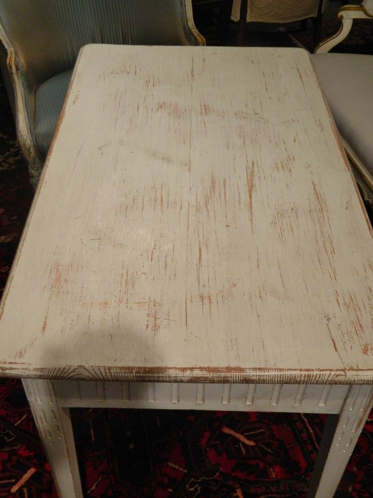 Swedish Painted Table Raised on Square Tapering Legs, 19th Century 5