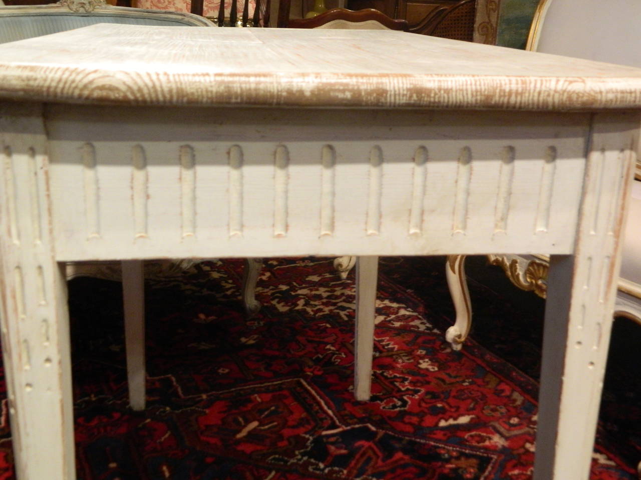 Swedish Painted Table Raised on Square Tapering Legs, 19th Century 2