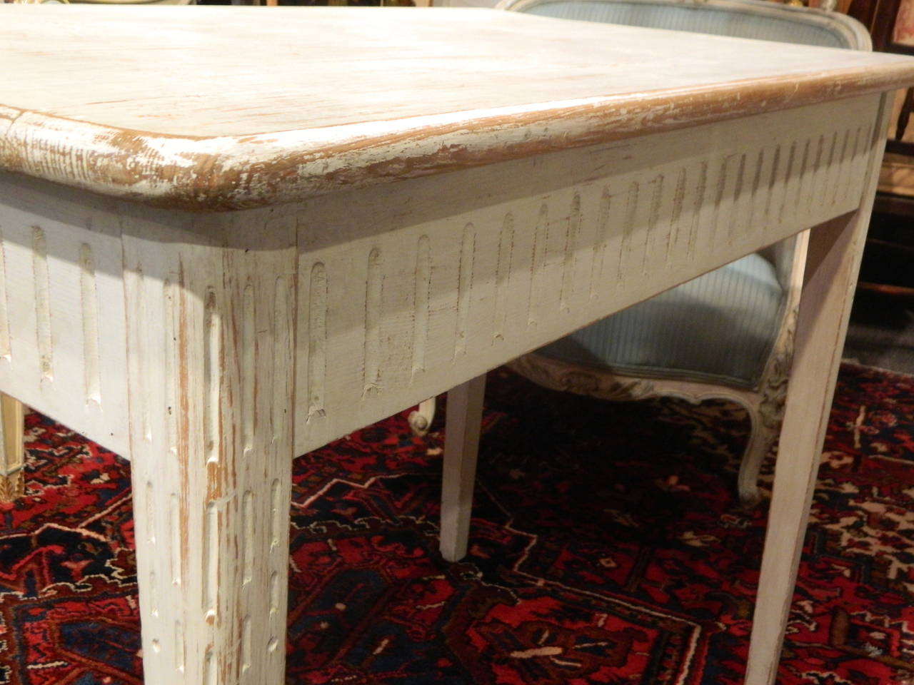 Swedish Painted Table Raised on Square Tapering Legs, 19th Century 6