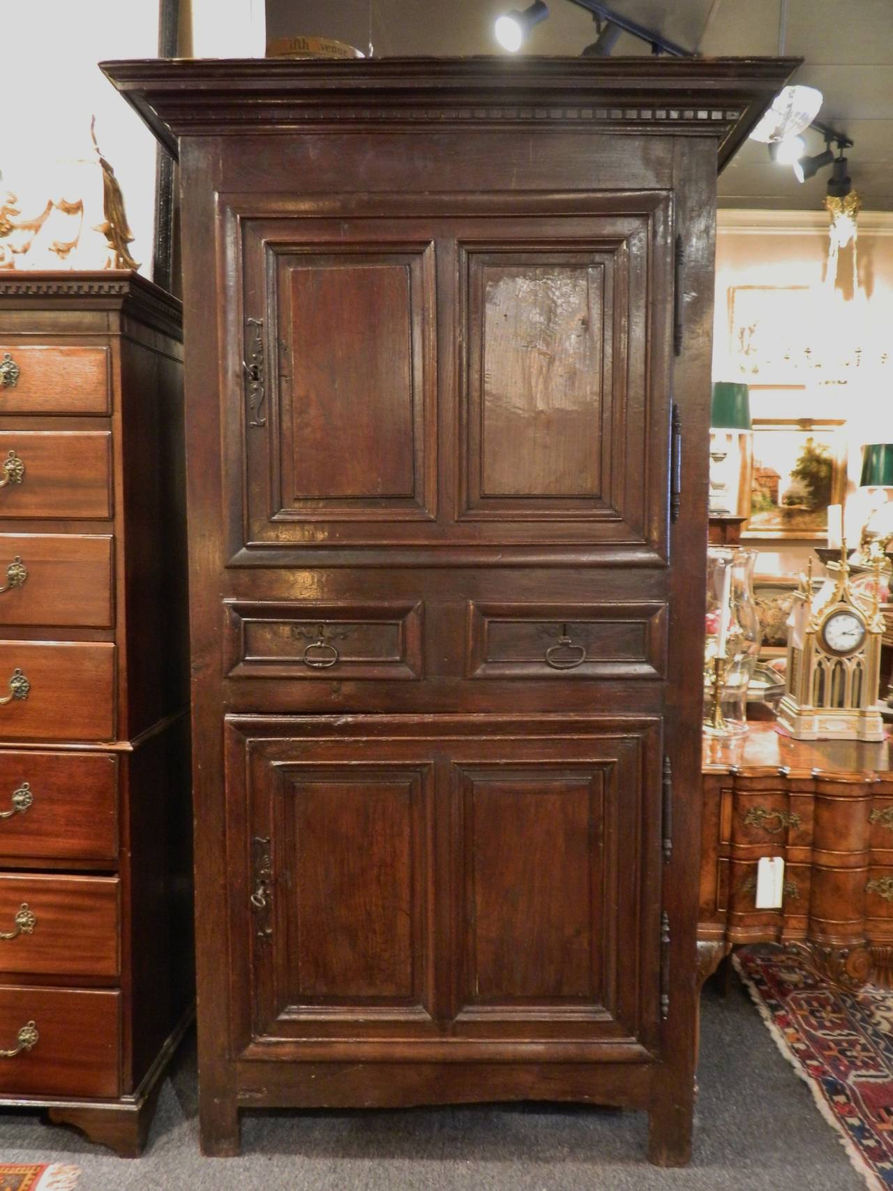French Oak Cabinet or Bonnetiere, 18th Century In Good Condition In Savannah, GA