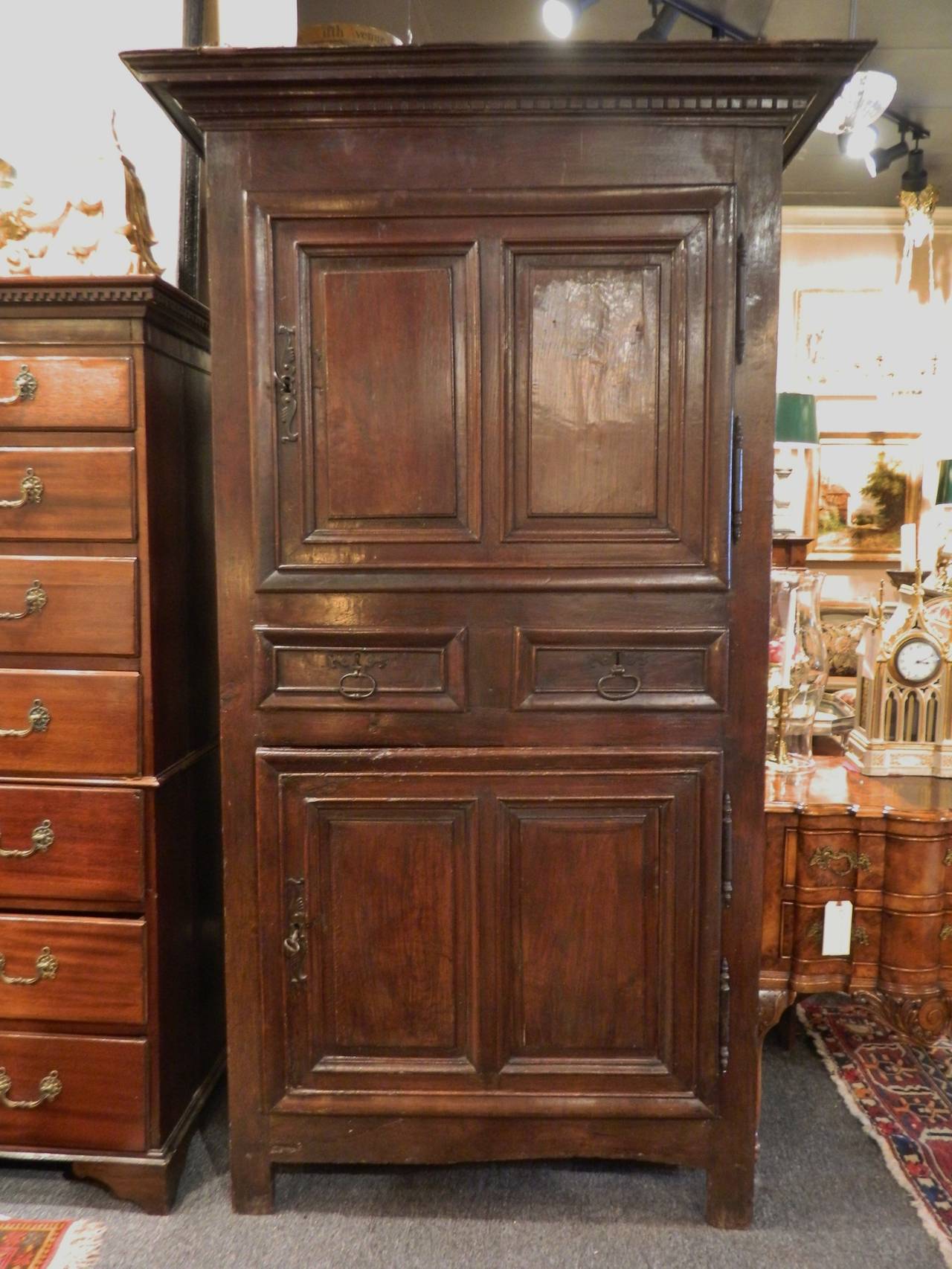 18th Century and Earlier French Oak Cabinet or Bonnetiere, 18th Century