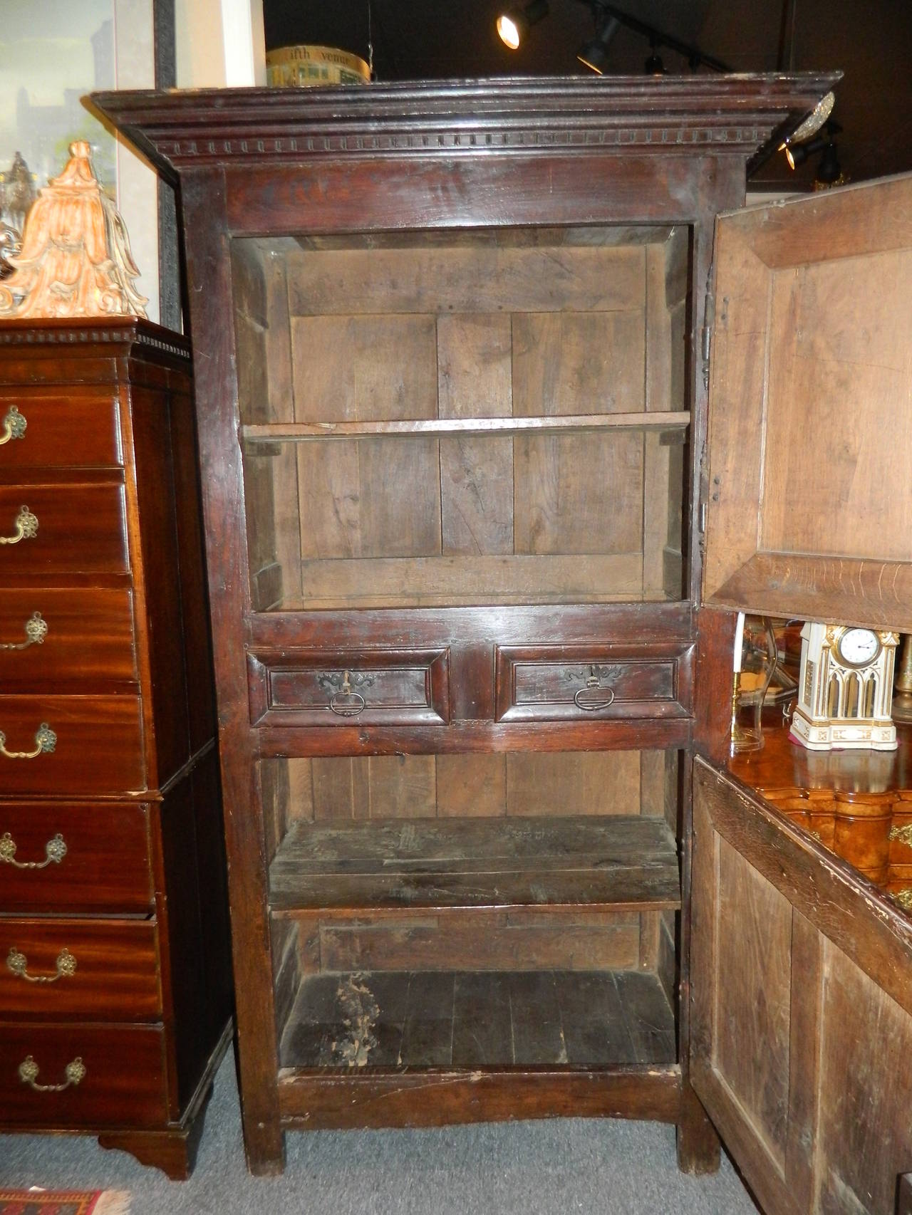 French Oak Cabinet or Bonnetiere, 18th Century 1