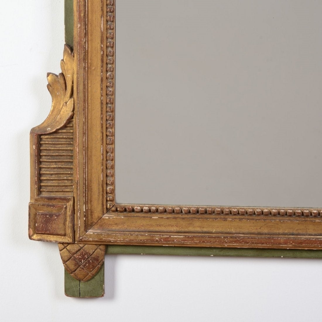 Continental Neoclassical Gilt, Green Painted Mirror, 19th Century In Excellent Condition In Savannah, GA