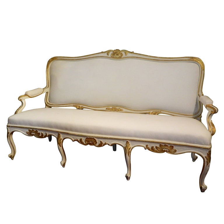 Gustavian Painted and Parcel Gilt Canape or Sofa, 19th Century For Sale