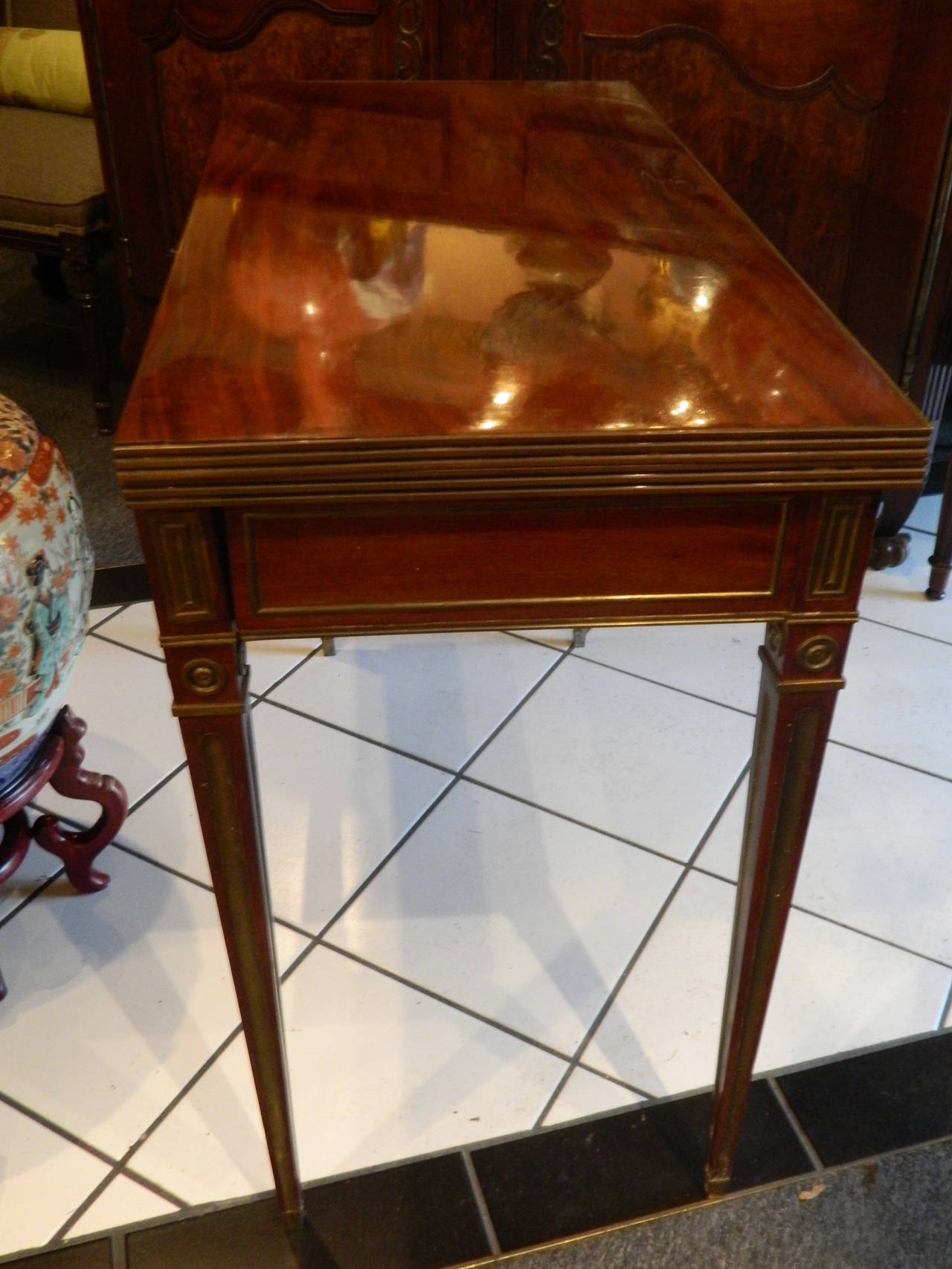 Russian Brass Mounted Mahogany Game Table, 19th Century 1