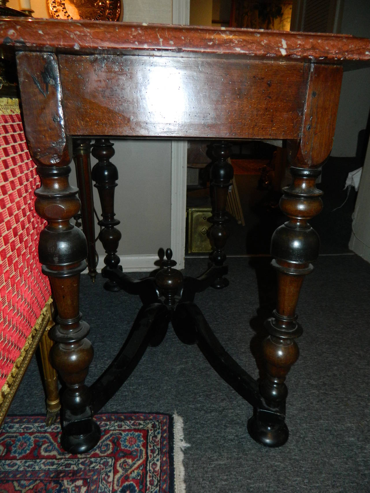 Portuguese Walnut Side Table with Rectangular Marble-Top, Early 18th Century 1