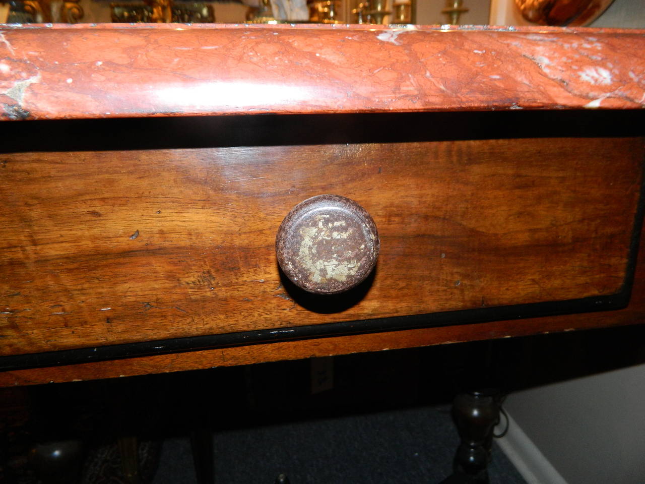 Portuguese Walnut Side Table with Rectangular Marble-Top, Early 18th Century 5