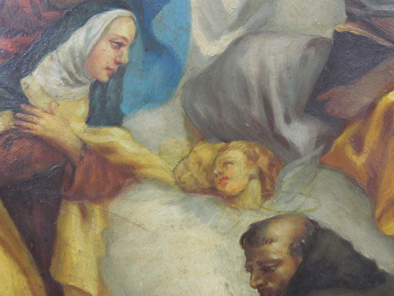 Peinture religieuse L'Ascension de Marie, huile sur cuivre encadrée, 19e siècle en vente 2