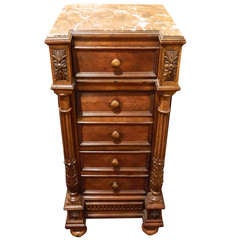 French Henry II Style Marble Top Chiffonnier or Bed Side Table