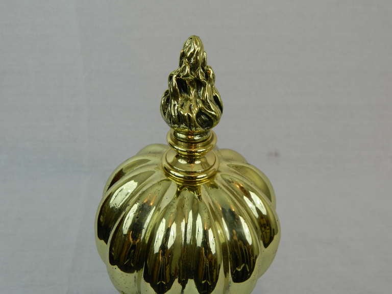 Pair of Chenets or Andirons with a Ball and Flame Finial, 19th Century For Sale 1