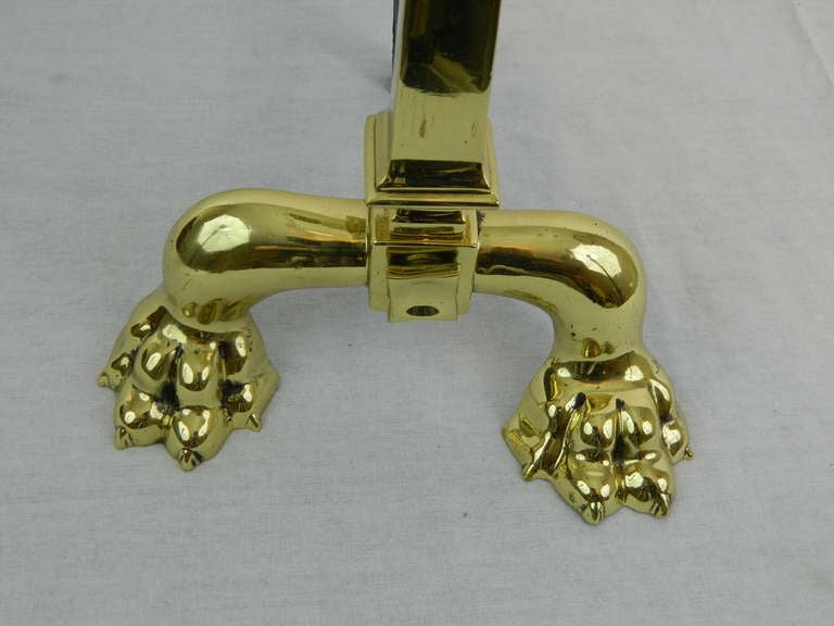 Pair of Tall Chenets or Andirons with Paw Feet and Flame Finials, 19th Century 2