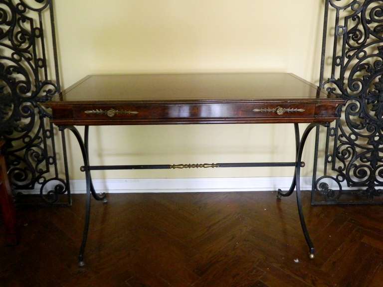 Mid 20th Century Mahogany Writing Table or Table Desk with a Large Single Drawer