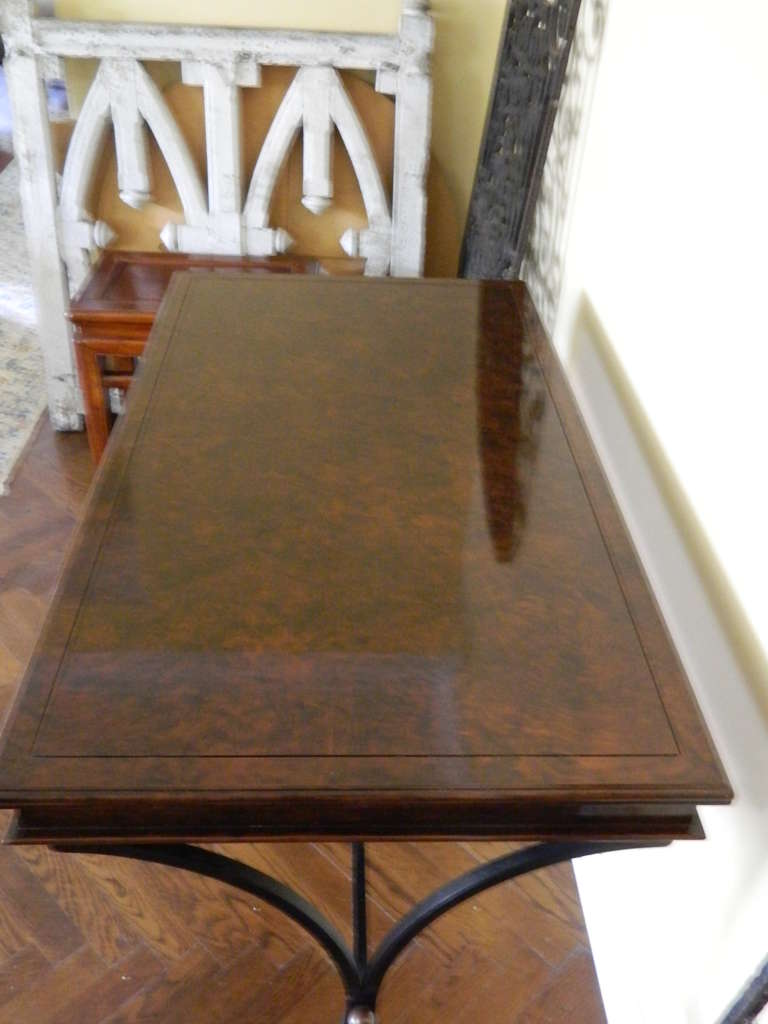 Brass Mid 20th Century Mahogany Writing Table or Table Desk