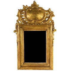 Louis XV Style Giltwood Mirror with a Foliate Scroll Crest, 20th Century