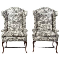 Pair of George III Style Wingback Armchairs, Late 19th Century 7