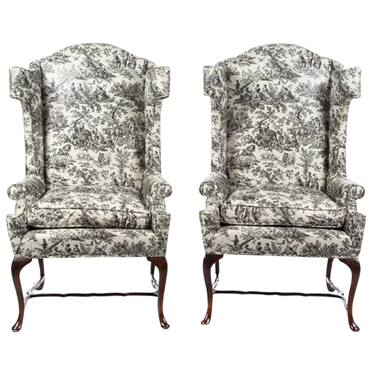 Pair of George III Style Wingback Armchairs, Early 20th Century