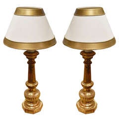 Pair of Gold Gilded Italian Prickets Adapted as Lamps, 19th Century 7