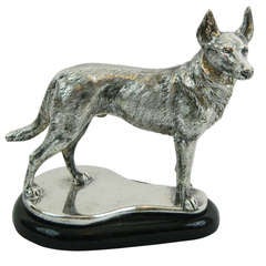 Silver Figure of a Dog in a Guarding Position, 20th Century