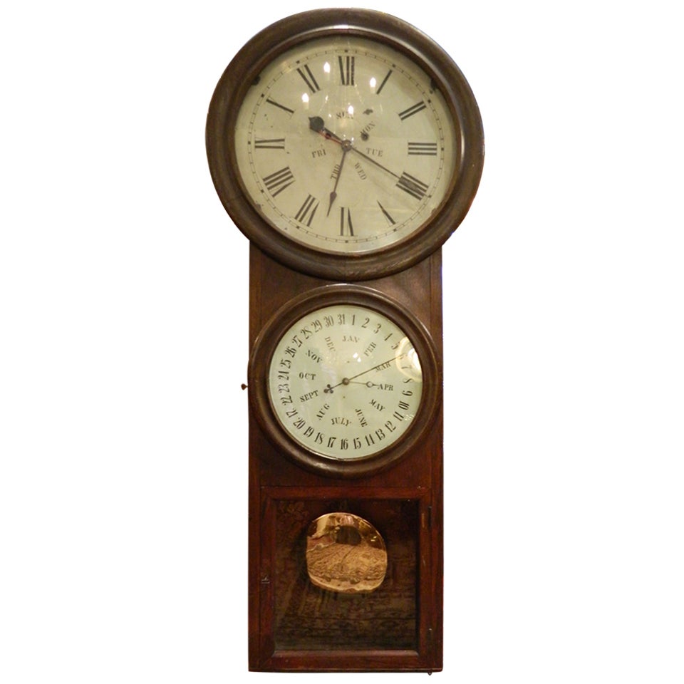 B.B. Lewis Double Dial Perpetual Calendar Wall Clock