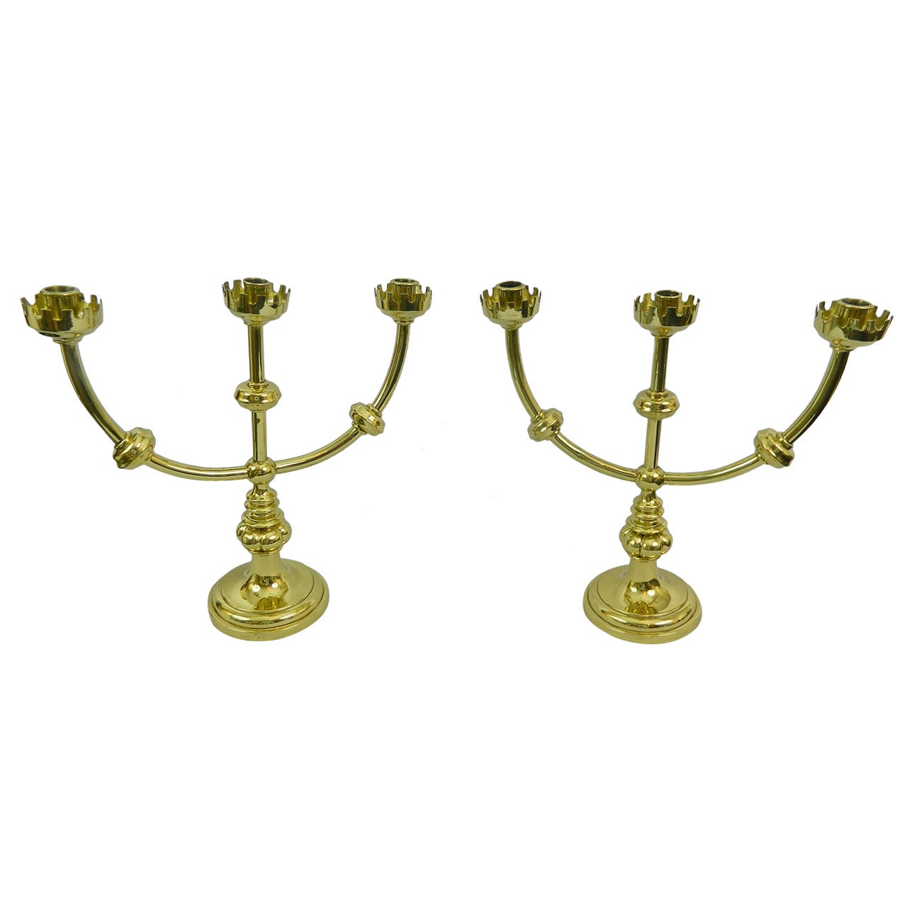 Pair of Polished Brass Candlesticks ( Tonkin & Son Bristol ), 19th Century For Sale