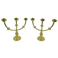 Used Pair of Polished Brass Candlesticks ( Tonkin & Son Bristol ), 19th Century