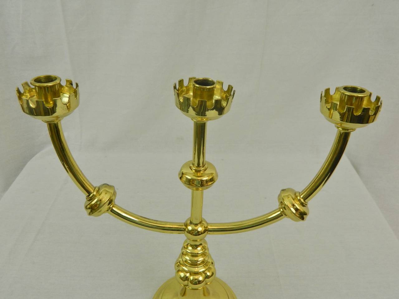 Pair of Polished Brass Candlesticks (Tonkin & Son Bristol), 19th Century