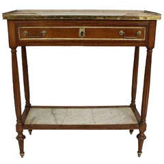 Directoire Fruitwood Console or Dessert Table with a White Marble Top