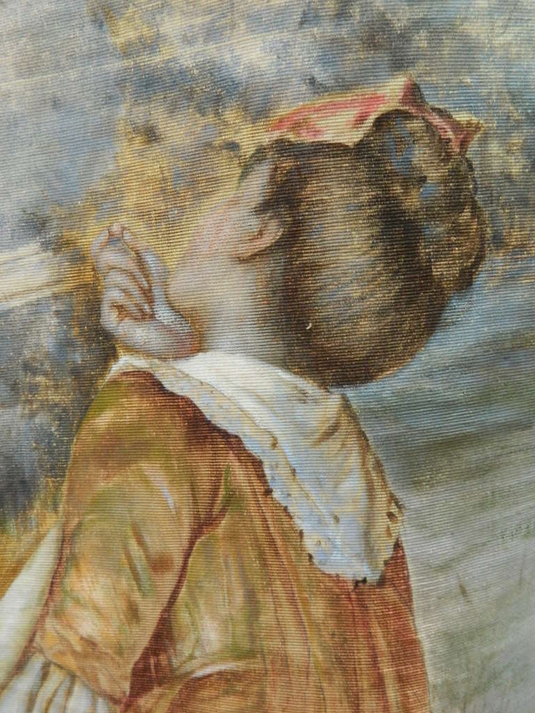 Tapisserie française du 19ème siècle représentant un garçon et deux filles ramassant des cerises en vente 2