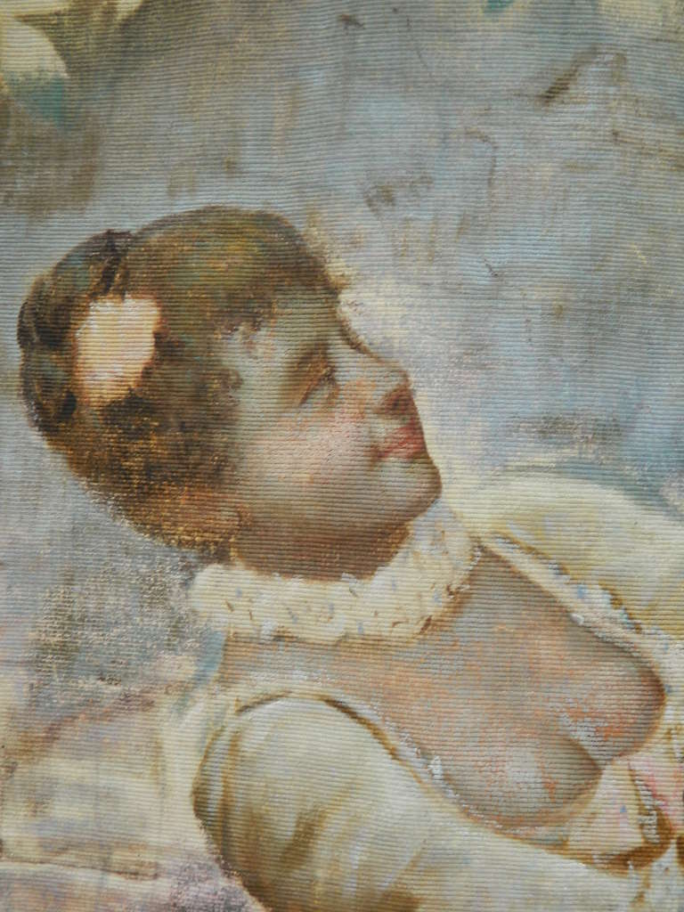 19th Century French Tapestry Depicting a Boy and Two Girls Picking Up Cherries 5