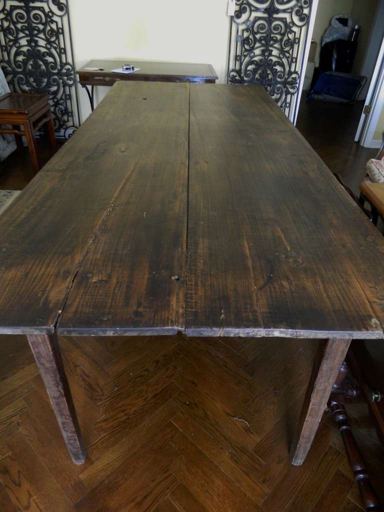 18th Century French Provincial Walnut Two Board Farm Table.  Height from floor to bottom of apron is 24"