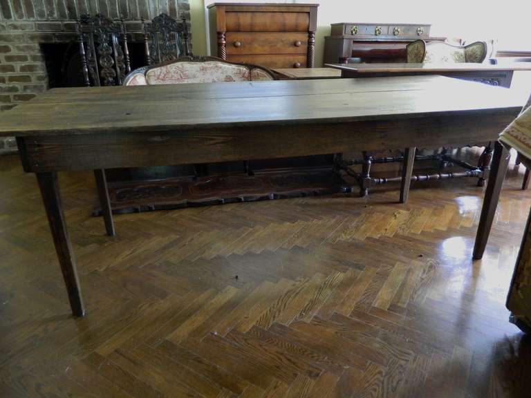 Country French Provincial Walnut Two Board Farm Table, 19th Century