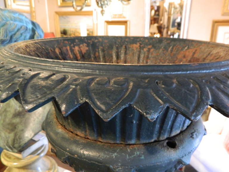 19th Century Pair of American Labeled Kramer Brothers Cast Iron Urns on Plinths 6