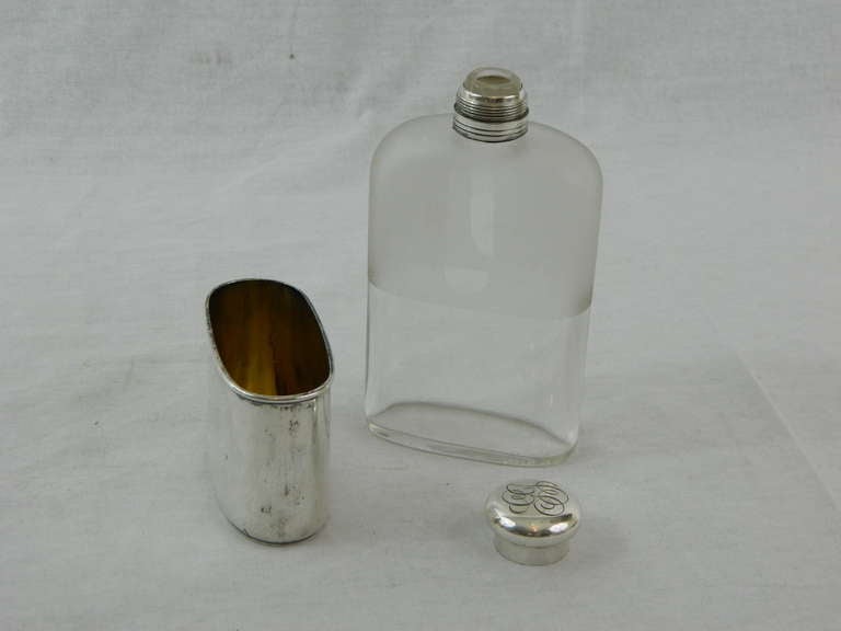 Early 20th Century Sterling Silver and Crystal Flask by Tiffany & Co In Good Condition In Savannah, GA