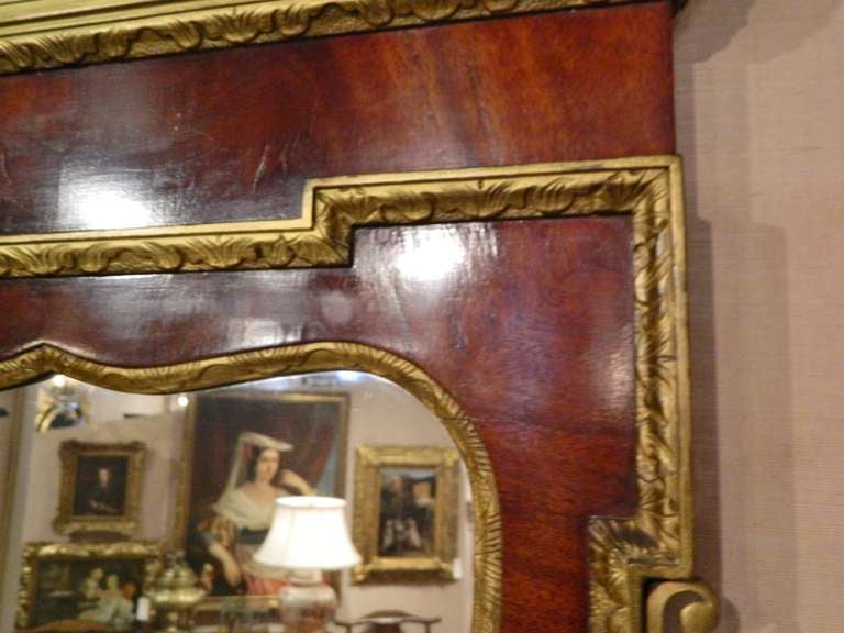 George II-Style Mahogany and Parcel Gilt Mirror with a Gilt Phoenix Finial 1