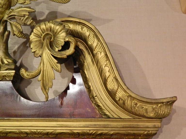 George II-Style Mahogany and Parcel Gilt Mirror with a Gilt Phoenix Finial 3