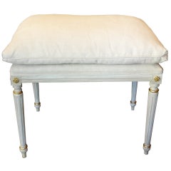 Louis XVI Style French Painted Tall Stool with Gold Trim, Early 20th Century