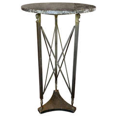 20th Century Empire Style Bronze Marble Top Figural Stand or Pedestal Table 12