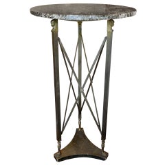 20th Century Empire Style Bronze Marble Top Figural Stand or Pedestal Table