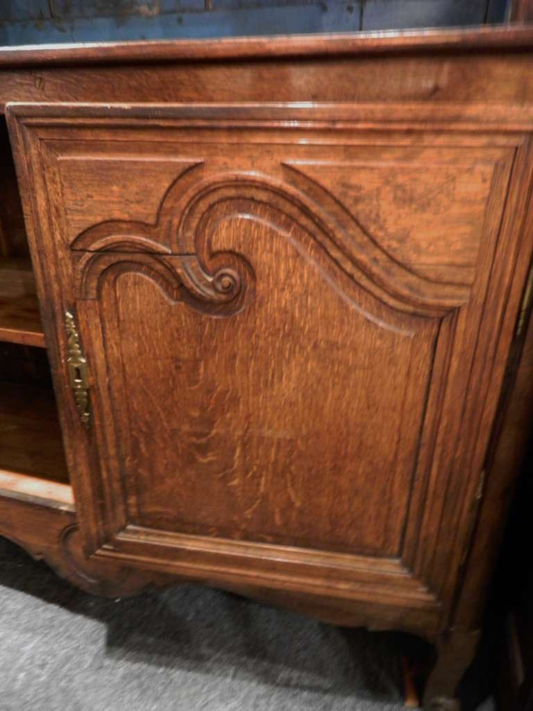 19th Century French Provincial Oak Buffet a Deux Corps In Excellent Condition In Savannah, GA